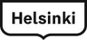 Mustareunaisessa raamissa valkoisella pohjalla sana Helsinki mustalla.