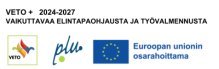 Veto+hankkeen logo, Plu logo ja Euroopan unionin logo.