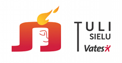 Uusi tulisielulogió - keltainen liekki, Tulisielu-teksti, Vates-logo.