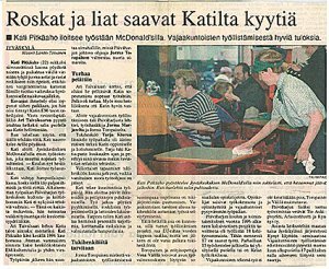 Roskat ja liat saavat Katilta kyytiä (Keski-Suomalainen 1997)
