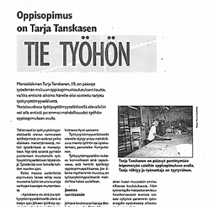 Oppisopimus on Tarja Tanskasen tie työelämään (Tukiviesti 1997)
